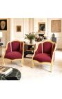 BERCA BERGERE Louis XV Estil Borgonya (vermell) fusta de vellut i or - 6