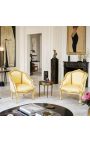 Bergere tugitool Louis XV Stiil Gold Satine kangast kullapuidust - 3