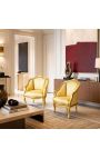 Bergere tugitool Louis XV Stiil Gold Satine kangast kullapuidust - 2