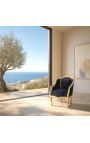 Bergere πολυθρόνα Louis XV στυλ μαύρο βελούδο και χρυσό ξύλο - 10