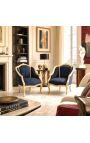 Berge lænestol Louis XV stil sort fløjl og guld træ - 2