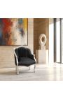 BERCA BERGERE Louis XV estil vellut negre i fusta de plata - 6