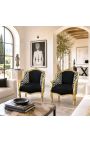 Bergfearm Louis XV Style Black Velvet och Zebra Fabric Gold Wood - 5