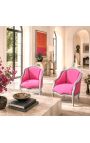 BERCA BERGERE Louis XV Estil de vellut rosa i fusta de plata - 6