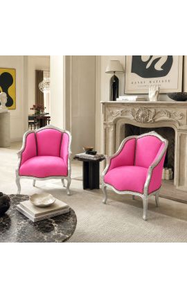 BERCA BERGERE Louis XV Estil de vellut rosa i fusta de plata - 2