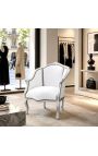 BERCA BERGERE Louis XV Estil de pell blanca i fusta de plata - 10