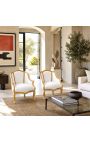 Poltrona Bergere Louis XV Estilo branco Leatherette e madeira de ouro - 5