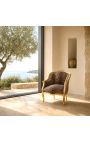 Καρέκλα Bergere Louis XV ύφασμα λεοπάρδαλης και χρυσό ξύλο - 7