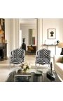Butaca Bergere Louis XV teixit zebra d'estil i fusta platejada - 6
