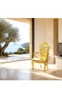 Barokke Rococo Fauteuil-stijl Goud kunstleer en goud hout - 10