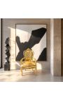 Μπαρόκ Rococo πολυθρόνα χρυσό δερματίδιο και χρυσό ξύλο - 4