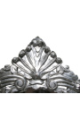Konzola se zrcadlovým dřevem stříbrná barokní a černým mramorem