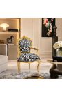 Armchair Baroque Rococo Style Zebra Printed Fabric in Gold Wood - 12
