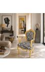 Πολυθρόνα μπαρόκ rococo στυλ zebra τυπωμένο ύφασμα και χρυσό ξύλο - 8