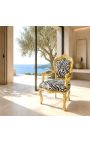 Πολυθρόνα μπαρόκ rococo στυλ zebra τυπωμένο ύφασμα και χρυσό ξύλο - 13