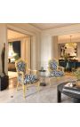 Poltrona Barroco Rococo Estilo Zebra impresso tecido e madeira de ouro - 5