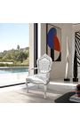 Barokke Rococo Fauteuil Style Silver Lentette en verzilverd hout - 14