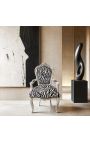 Poltrona Barroco Rococo estilo Zebra impresso tecido e madeira de folha de prata - 12