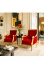 Mare Bergère scaun Louis XVI stil burgundă velvet și lemn - 6