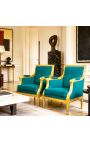 Stor Bergère louis XVI stil grønn velvet og gildet tre - 2