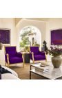 Gran bergère louis XVI de vellut morat i fusta daurada - 10