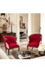 Grande bergère de style Empire velours bordeaux et bois acajou - 6