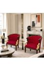 Stor bergère Empire-stil samvemt burgundy och mahogany trä - 3