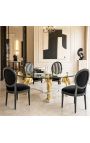 Стул в стиле Louis XVI черно-белые полосы с черными сиди и черного дерева - 3