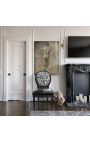 Louis XVI style chair zebra and black false skin with black lacquered wood - 6