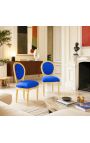 Chaise de style Louis XVI velours bleu et bois doré - 2