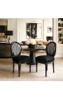 Luija XVI stila krēsls, melnbaltas svītras un melns koks - 5