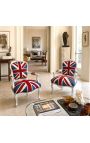 "Union Jack" barokk lenestol av Louis XV Stil og sølv tre - 6