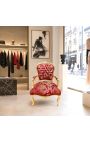 Scaun baroc de stil Louis XV cu țesut satin roșu "Gobelini" modele și lemnul - 11