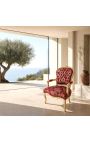 Scaun baroc de stil Louis XV cu țesut satin roșu "Gobelini" modele și lemnul - 10