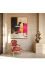Sillón barroco de estilo Luis XV con tela de satine roja Gobelins patrones y madera dorada - 13
