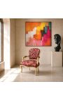 Baroque karosszék Louis XV stílus vörös tál szövet "Gobelins" minták és gyilkolt fa - 8