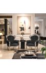 Grande poltrona in stile barocco di velluto nero e legno argento - 4