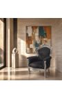 Gran sillón de estilo barroco en terciopelo negro y madera plata - 11