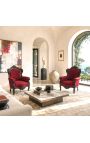 Gran silla de estilo barroco velours burdeos la madera laca negra - 6
