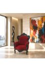 Gran silla de estilo barroco velours burdeos la madera laca negra - 8