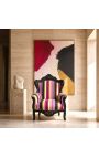 Grand fauteuil de style baroque rayé multicolore et bois noir - 8