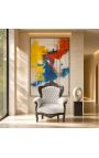Grand fauteuil de style baroque tissu velours gris et bois noir mat - 11