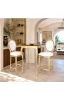 Barestol Louis XVI Stil Hvit Leatherette og Gold Wood - 7