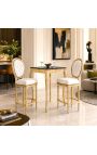 Барный стул Louis XVI style white leatherette and gold wood - 6