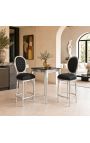 Vööritool Louis XVI Stiil Black Velvet Fabric ja Silver Wood - 9