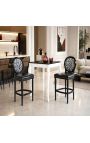 Sedia Louis XVI Stile Zebra e Black False Pelle con legno laccato nero - 8