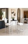 Барный стул Louis XVI style white leatherette and silver wood - 6