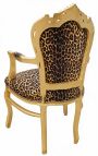 Lenestol barokk rococo stil leopard trykt stoff og gull tre - 19