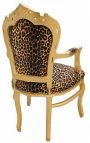 Armchair Baroque Rococo style leopard printed fabric and gold wood - 20