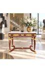 Console medio stile impero con bronzo e marmo bianco - 4